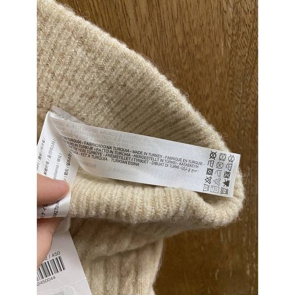 Zara Women's Cable Knit Sweater Wide Leg Pants Cream Size L New With Tags Soft - Picture 12 of 12